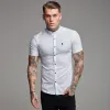 Father Sons Super Slim Stretch Classic White Grandad Collar Short Sleeve - FS172 sold by Father Sons