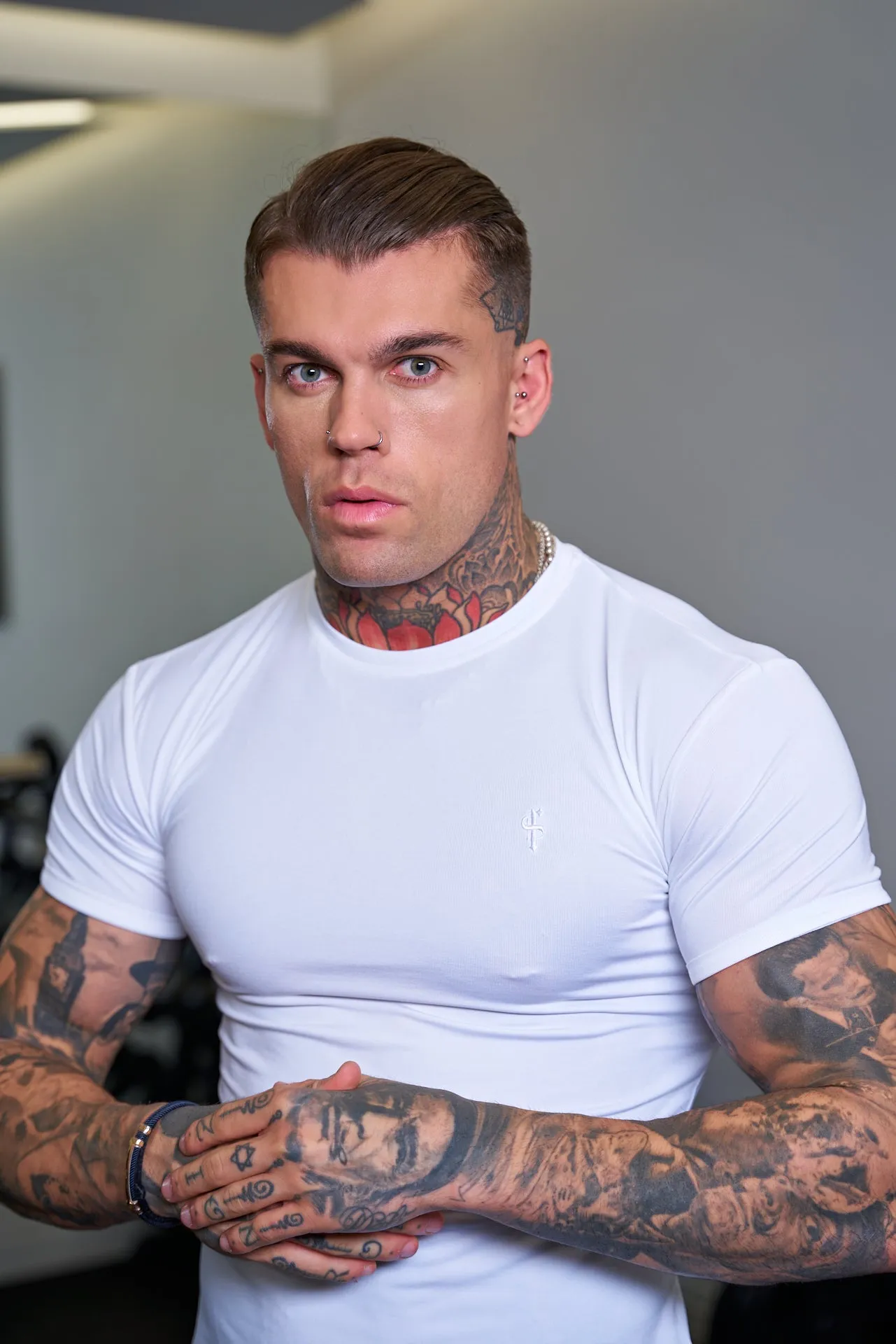 Muscle Fit White Gym Crew - FSH691 sold by Father Sons