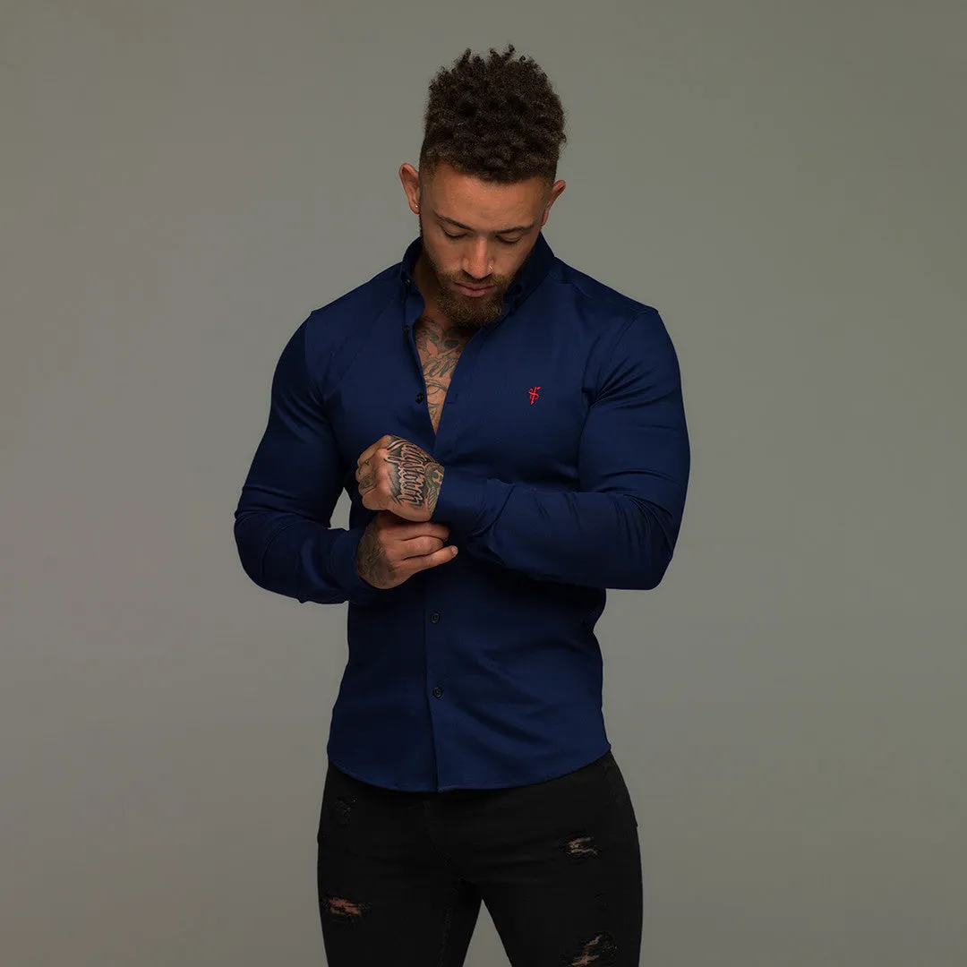 Father Sons Super Slim Stretch Navy Denim Long Sleeve (Red Emblem) - FS207 sold by Father Sons product image thumbnail 2