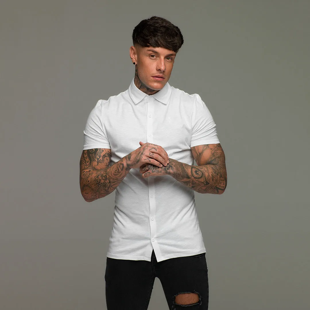 Father Sons Super Slim White Jersey Short Sleeve - FSH020 (LAST CHANCE) sold by Father Sons