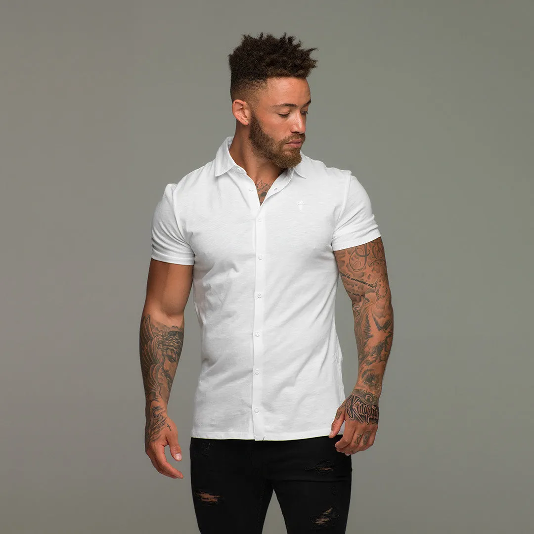 Father Sons Super Slim White Jersey Short Sleeve - FSH020 (LAST CHANCE) sold by Father Sons product image thumbnail 3