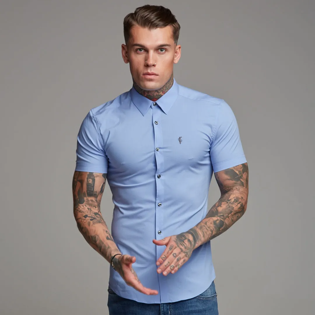 Father Sons Super Slim Stretch Classic Light Blue Short Sleeve - FS179 sold by Father Sons product image thumbnail 2