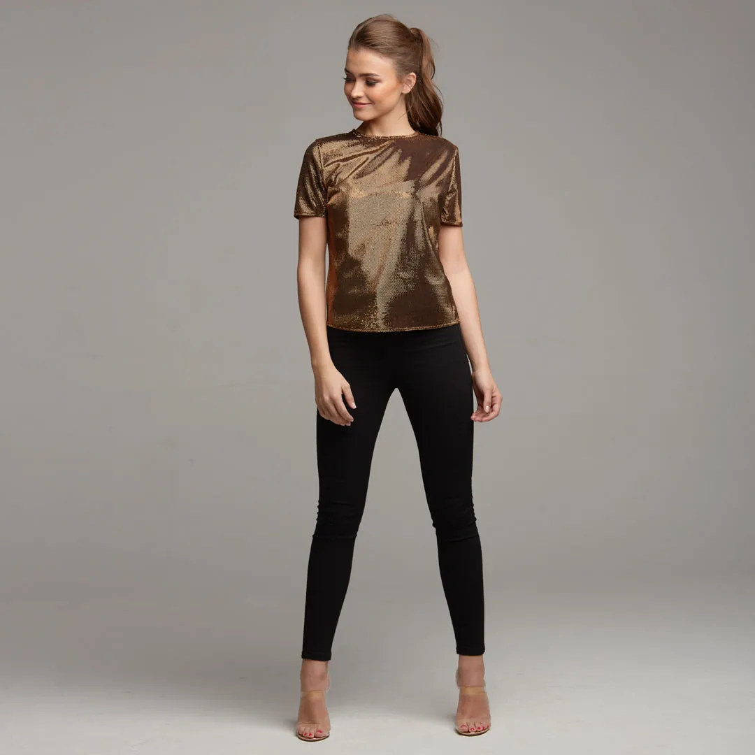 CARA BRONZE METALLIC BOXY TEE - CT067 sold by Father Sons product image thumbnail 3