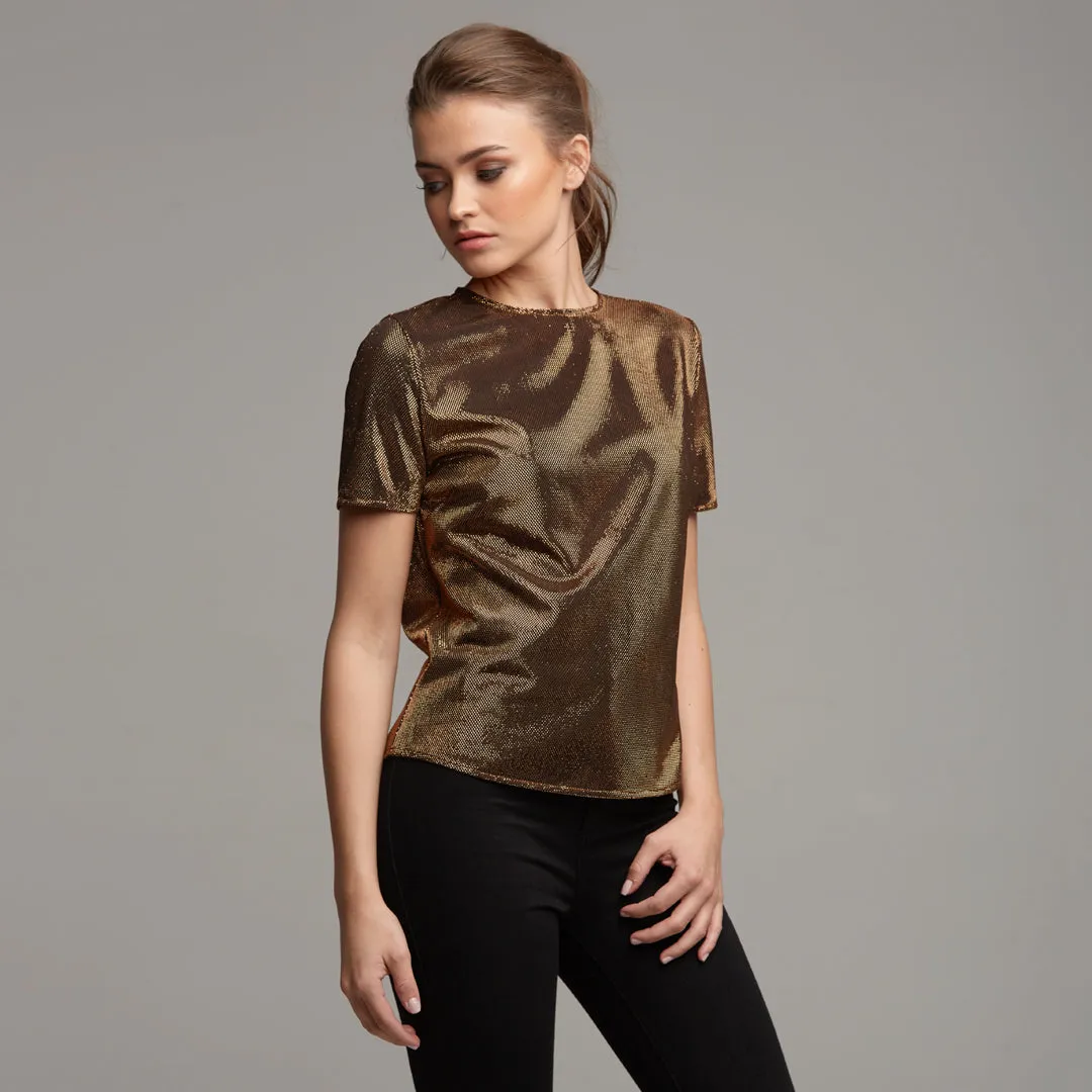 CARA BRONZE METALLIC BOXY TEE - CT067 sold by Father Sons product image thumbnail 5