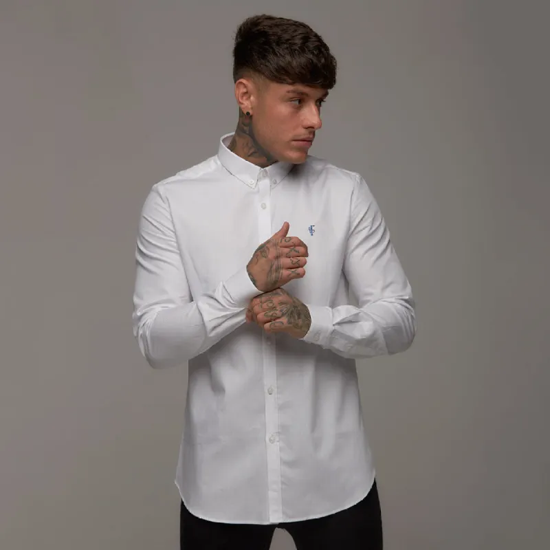 Father Sons Classic White Long Sleeve (Blue Emblem) - FS252 (LAST CHANCE) sold by Father Sons