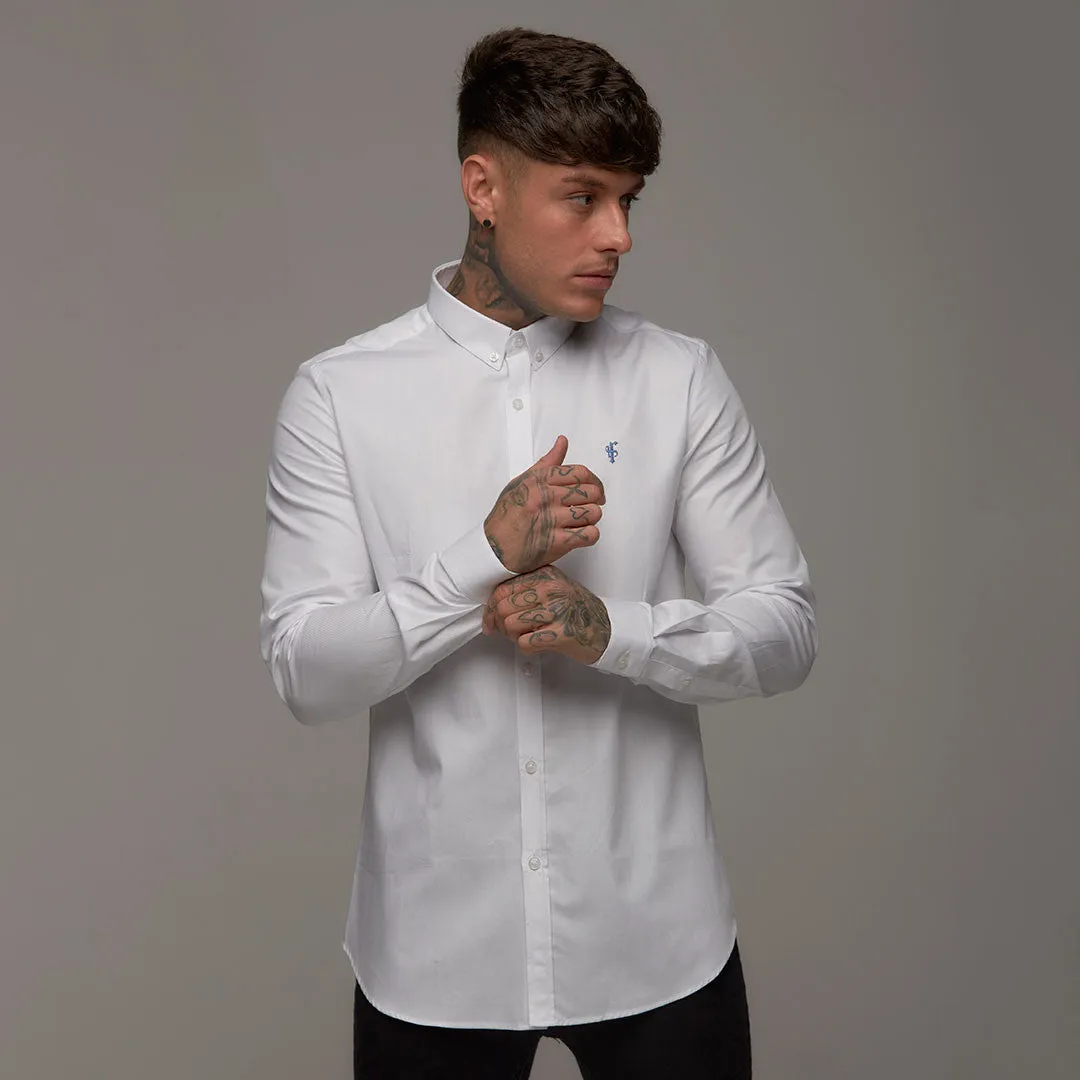 Father Sons Classic White Long Sleeve (Blue Emblem) - FS252 (LAST CHANCE) sold by Father Sons