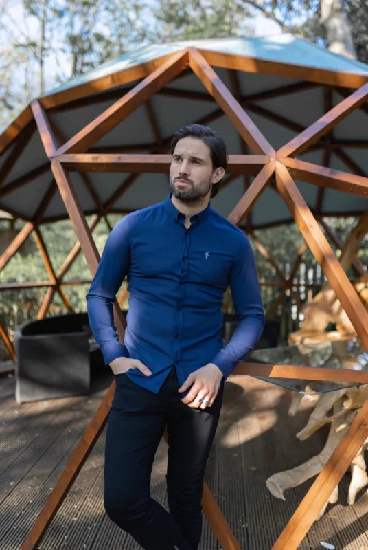 Father Sons Classic Navy Lyocell Long Sleeve (Blue Emblem) - FS467 sold by Father Sons