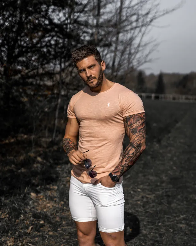 Father Sons Peach Short Sleeve Slub Crew - FSH324 sold by Father Sons