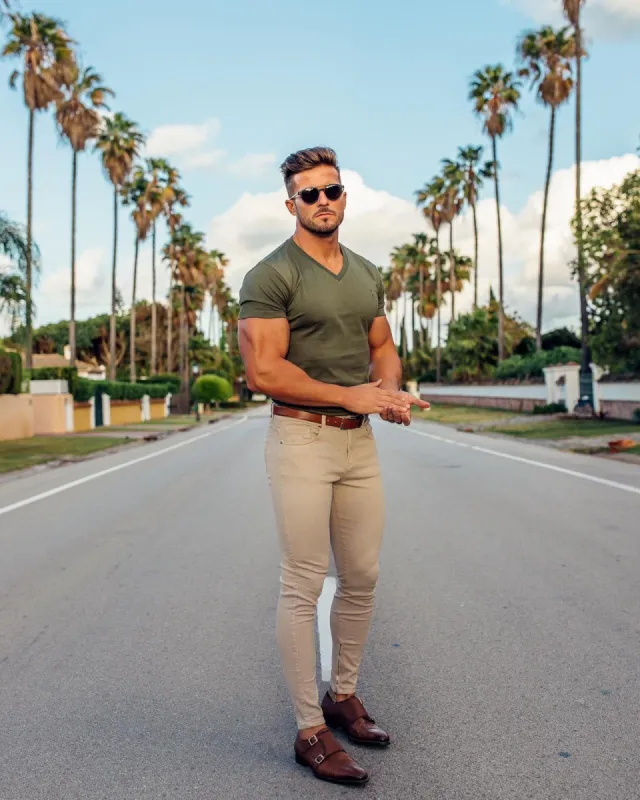 Father Sons Classic Khaki V Neck - FSH321 sold by Father Sons
