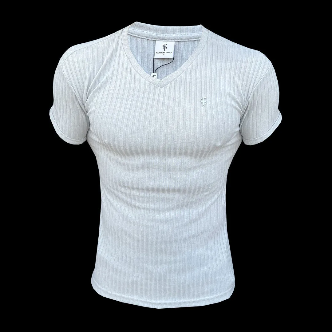 Father Sons Classic Light Grey / Silver V Neck Ribbed Crew - FSH1126 sold by Father Sons product image thumbnail 4