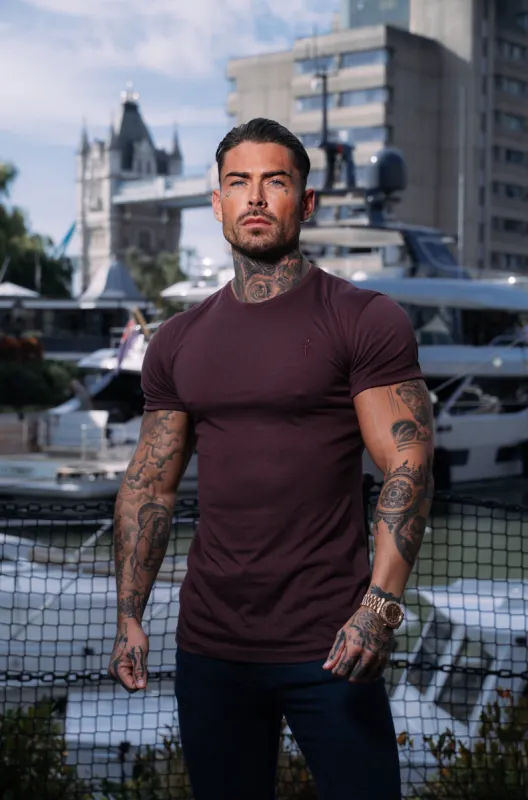 Father Sons Burgundy Bamboo Crew with Tonal Embroidery - FSH939 sold by Father Sons