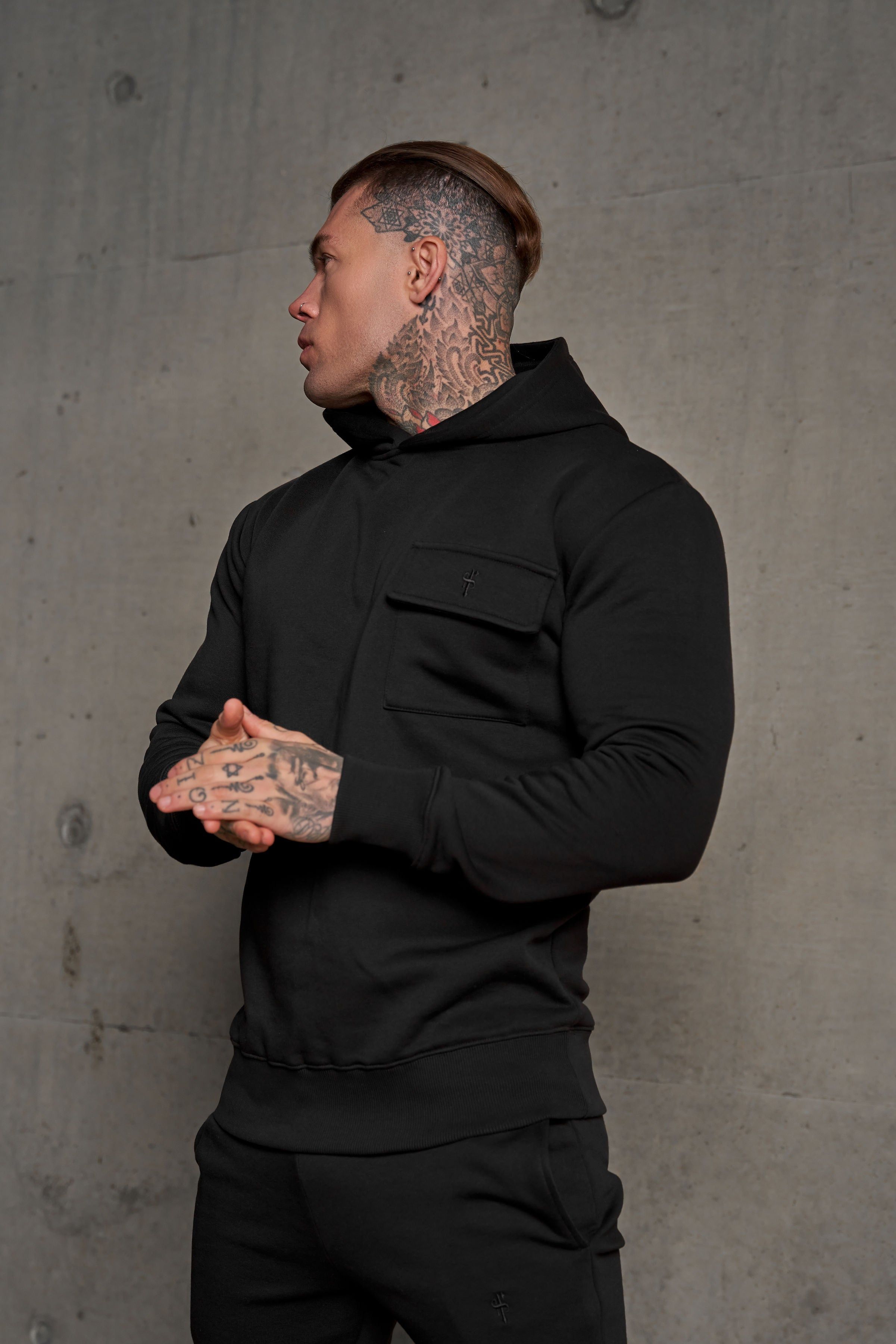 Father Sons Black Cargo Hoodie With FS Embroidery - FSH929 sold by Father Sons product image thumbnail 3