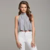MARIAH GREY HALTER NECK CROP - CT020 sold by Father Sons