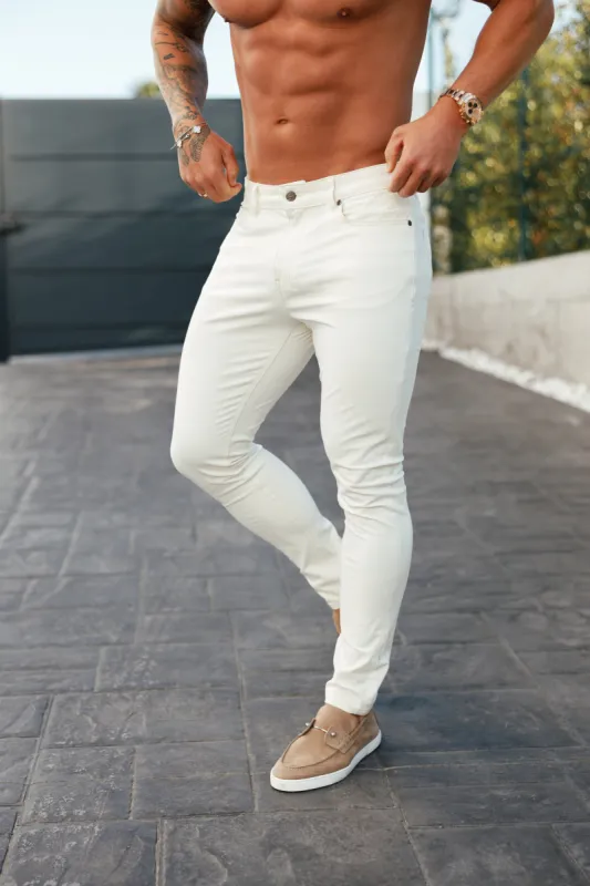 Father Sons Ultra Stretch Cream Relaxed Jeans - FSJEAN009 sold by Father Sons