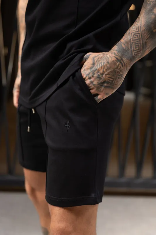 Father Sons Black Elasticated Drawstring Pintuck Shorts - FSH1053 sold by Father Sons