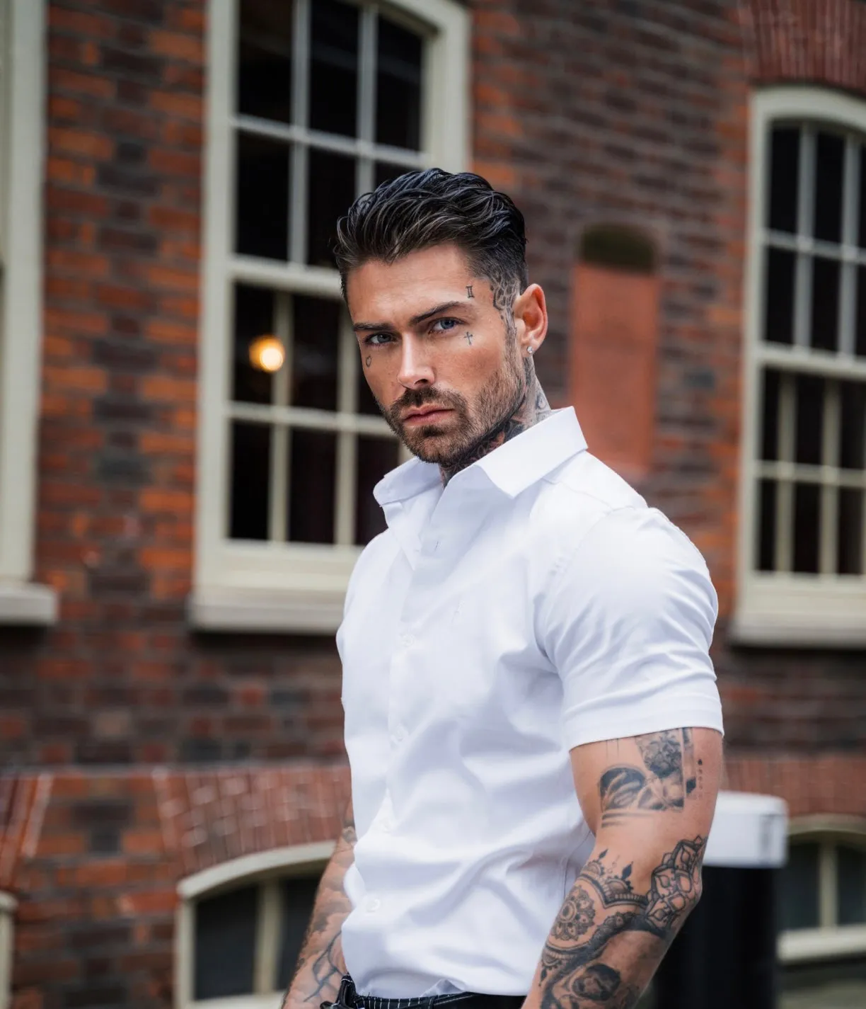 Father Sons Slim Sateen Classic White with White Embroidery - FS395 sold by Father Sons product image thumbnail 4