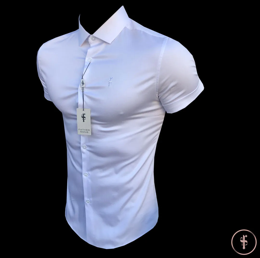 Father Sons Slim Sateen Classic White with White Embroidery - FS395 sold by Father Sons product image thumbnail 2