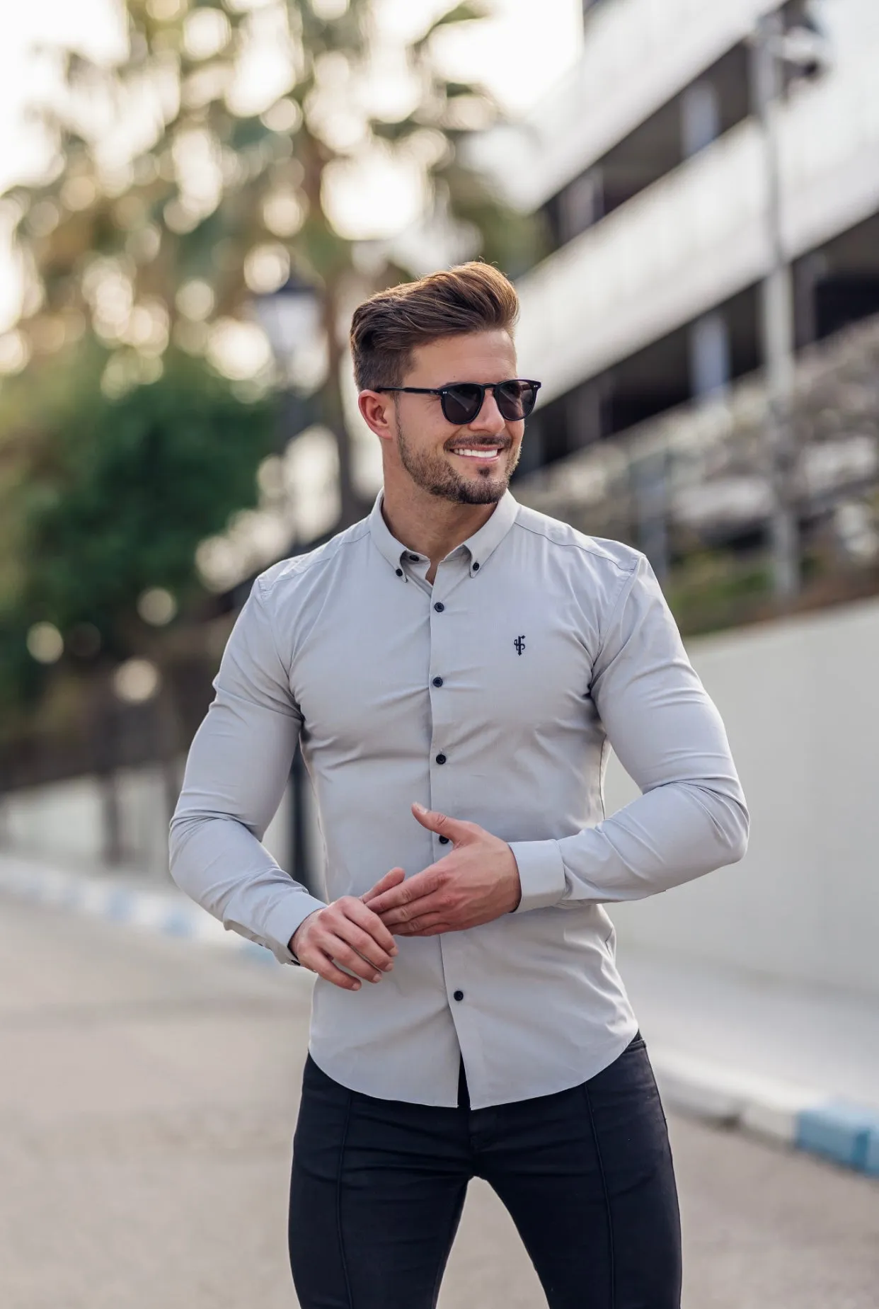 Father Sons Super Slim Stretch Classic Grey Long Sleeve - FS826 sold by Father Sons