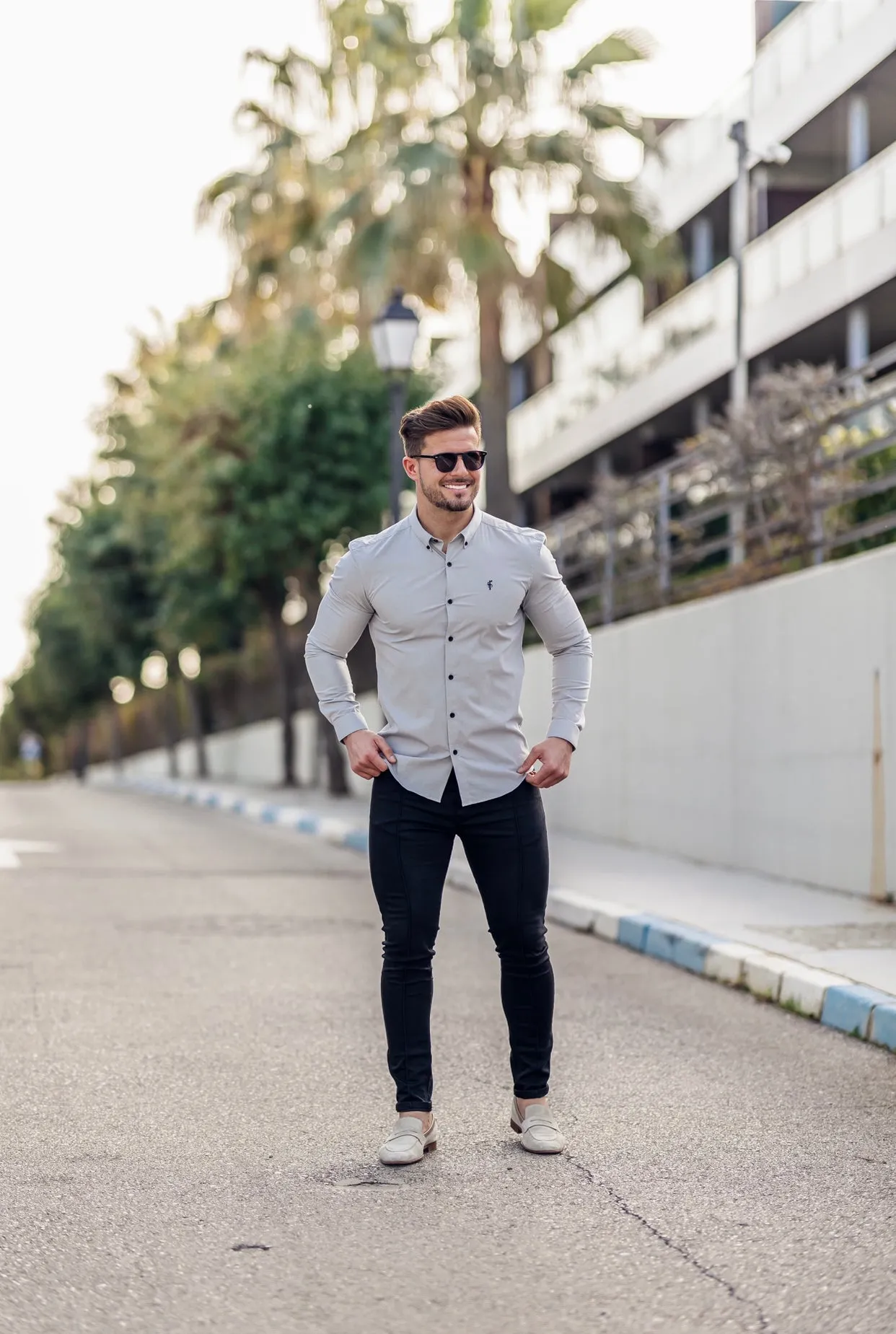 Father Sons Super Slim Stretch Classic Grey Long Sleeve - FS826 sold by Father Sons product image thumbnail 2