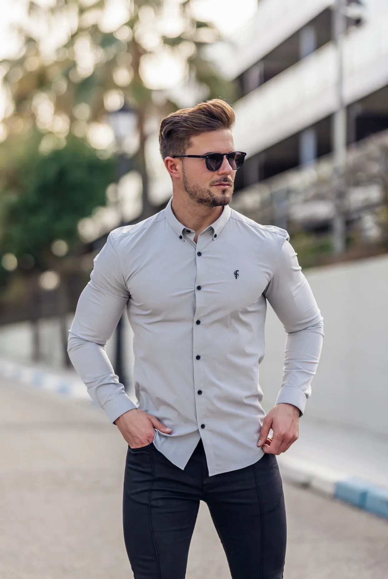 Father Sons Super Slim Stretch Classic Grey Long Sleeve - FS826 sold by Father Sons product image thumbnail 4