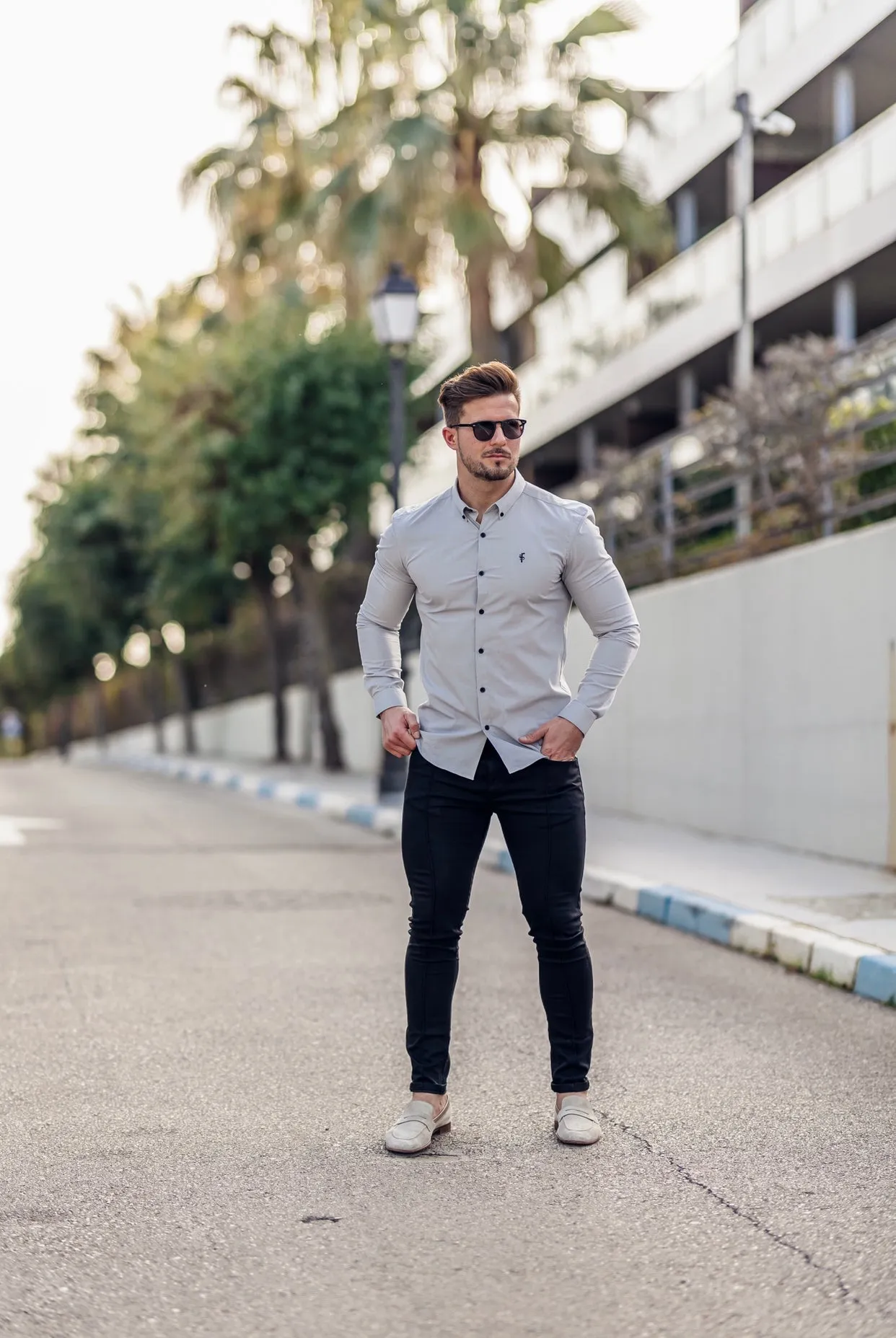 Father Sons Super Slim Stretch Classic Grey Long Sleeve - FS826 sold by Father Sons product image thumbnail 3