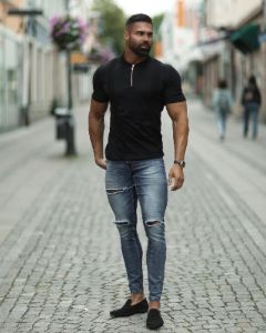 Father Sons Classic Black and Gold Zip Knitted Polo Shirt Short Sleeve  - FSN131  (PRE ORDER 2ND NOVEMBER) sold by Father Sons