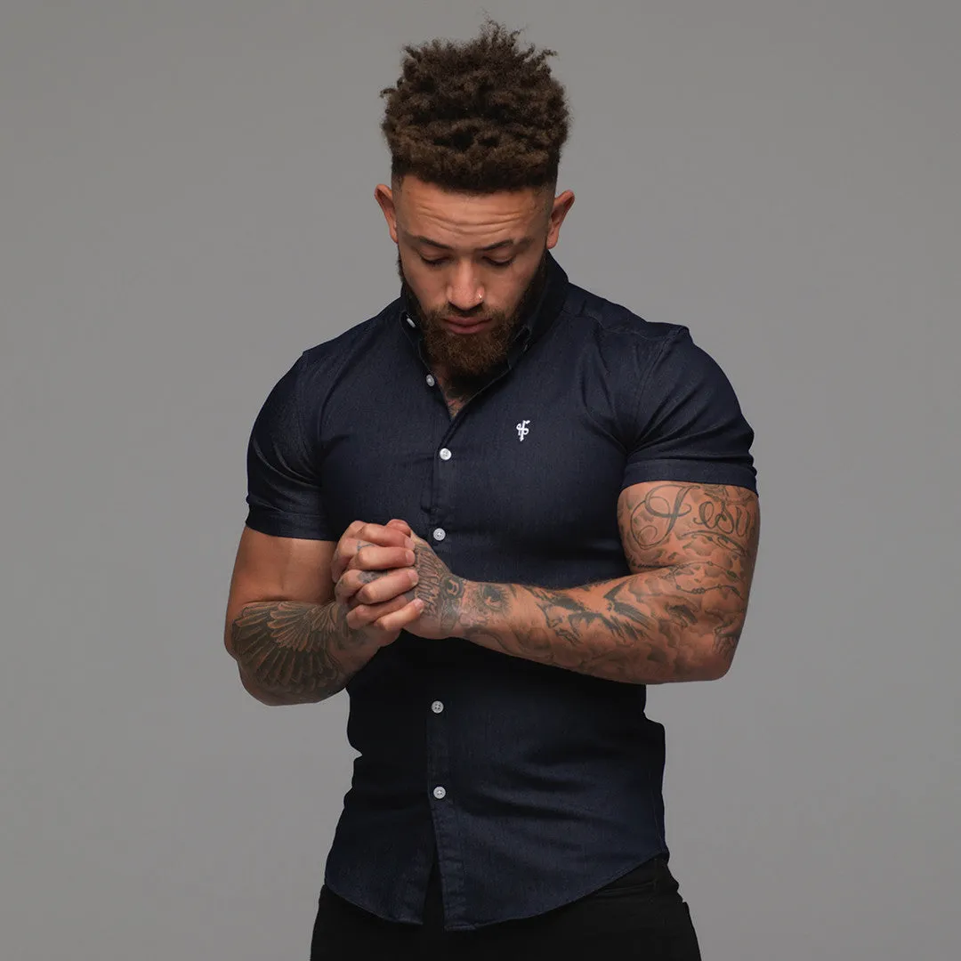 Father Sons Super Slim Stretch Navy Denim Short Sleeve - FS167 sold by Father Sons product image thumbnail 2