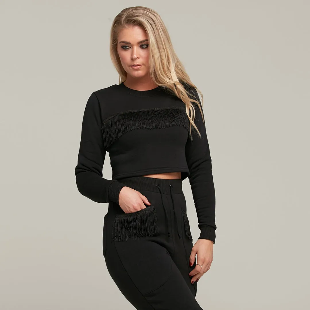 Caggie Fringing Detailed Tracksuit Crop - CT080 sold by Father Sons