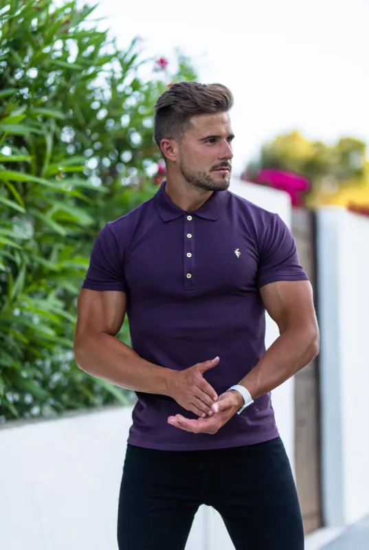 Classic Plum Polo Shirt with Metal Emblem Decal & Buttons - FSH455 sold by Father Sons