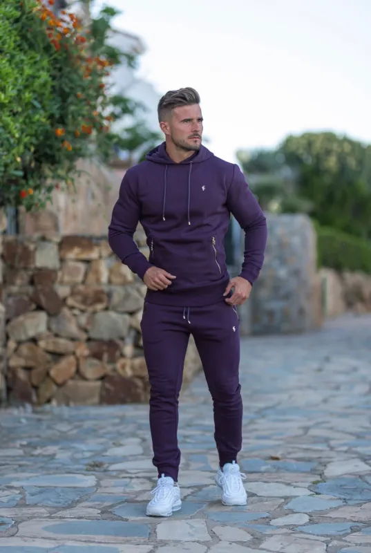 Father Sons Plum / Purple & Gold Overhead Hoodie Top with Zipped Pockets - FSH485 sold by Father Sons