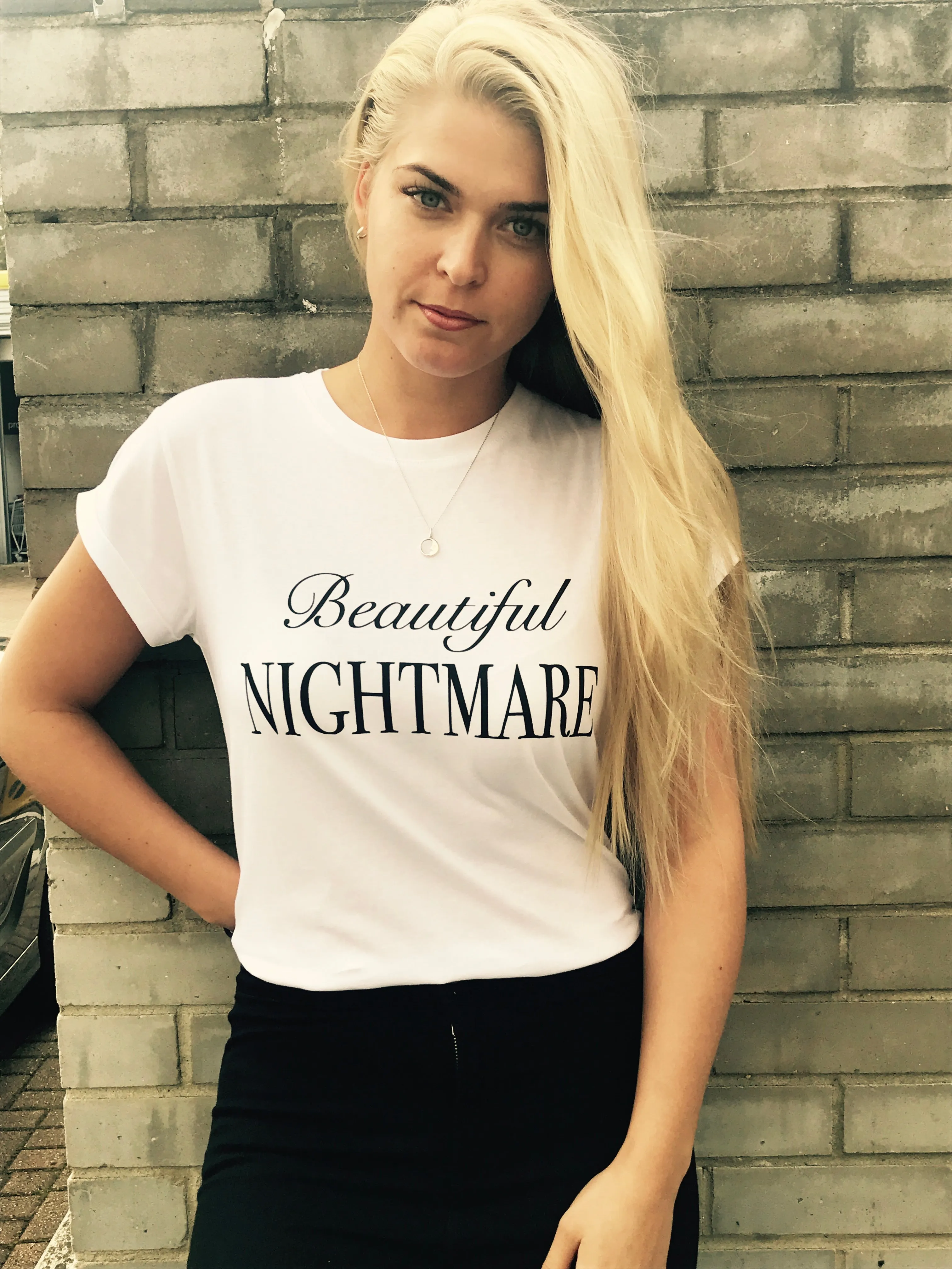 BEAUTIFUL NIGHTMARE - SLOGAN T SHIRT CT073 sold by Father Sons product image thumbnail 3
