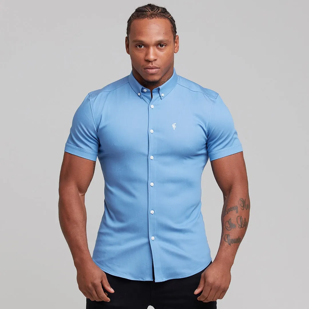 Father Sons Super Slim Stretch Light Blue Denim Short Sleeve - FS200 sold by Father Sons product image thumbnail 5