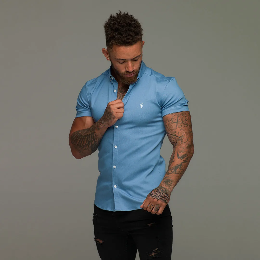 Father Sons Super Slim Stretch Light Blue Denim Short Sleeve - FS200 sold by Father Sons product image thumbnail 2