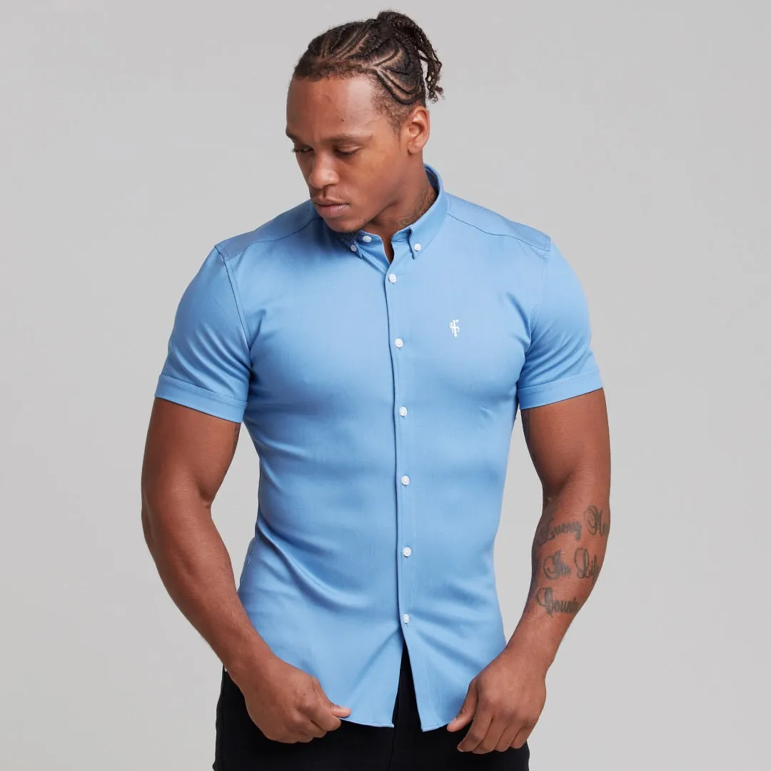 Father Sons Super Slim Stretch Light Blue Denim Short Sleeve - FS200 sold by Father Sons product image thumbnail 4