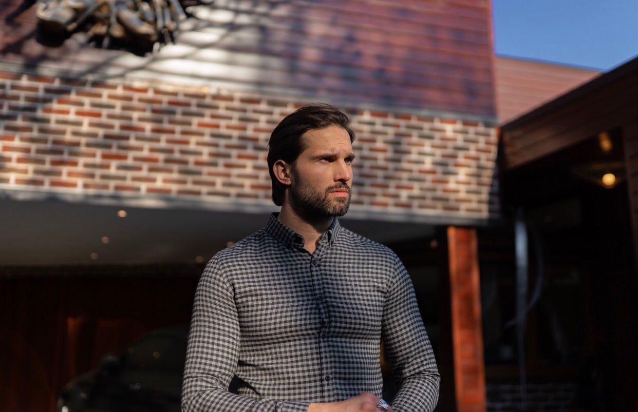 Father Sons Classic Black & Grey Brushed Check Long Sleeve (Grey Emblem) - FS411 sold by Father Sons product image thumbnail 3