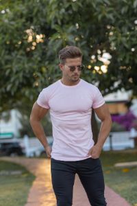 Father Sons Pink Bamboo Crew T Shirt - FSH746 sold by Father Sons