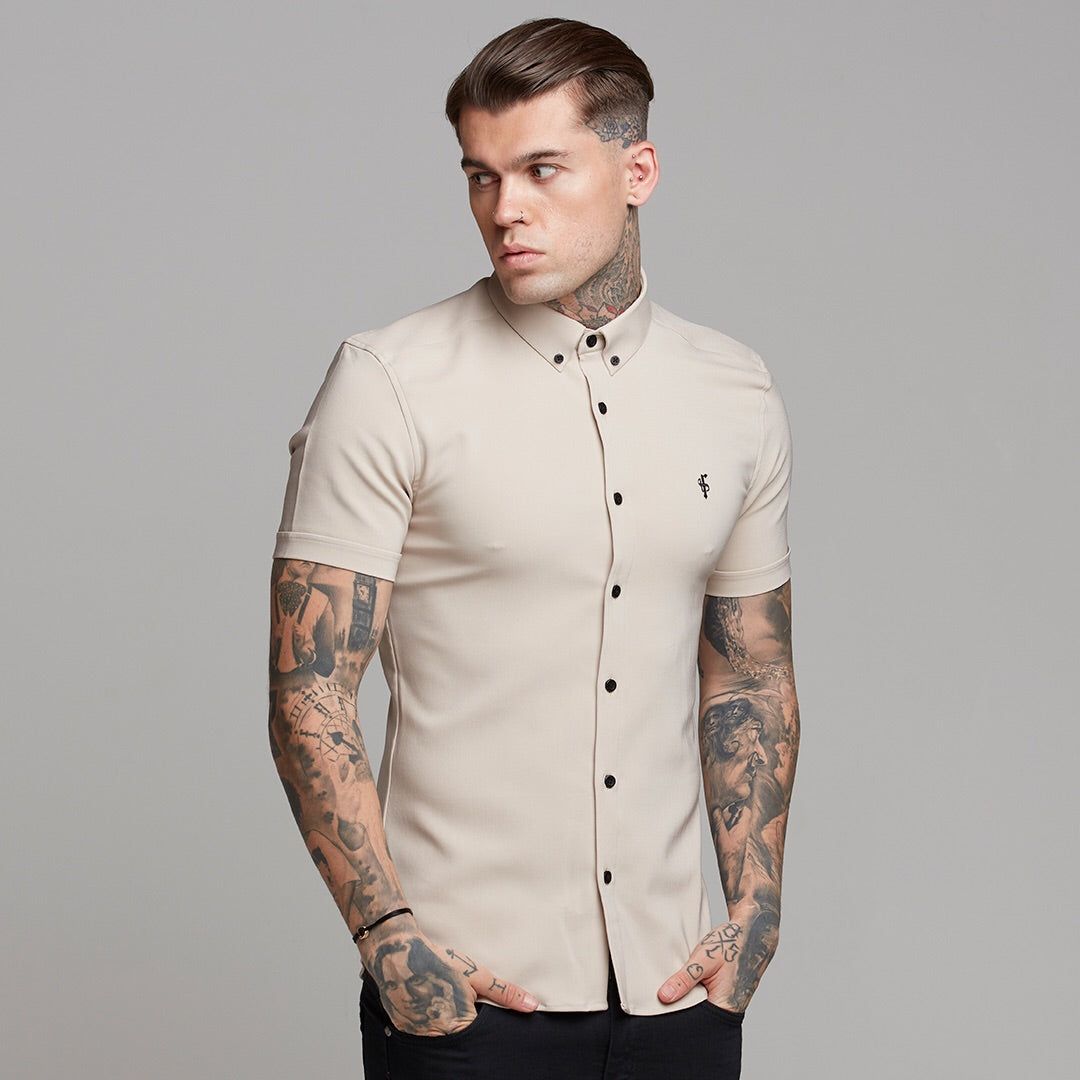 Father Sons Super Slim Scuba Taupe Short Sleeve Stretch - FS487 sold by Father Sons