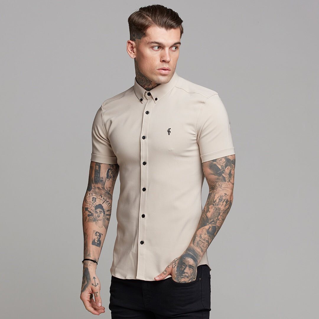 Father Sons Super Slim Scuba Taupe Short Sleeve Stretch - FS487 sold by Father Sons product image thumbnail 5
