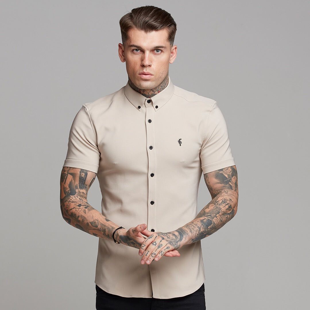 Father Sons Super Slim Scuba Taupe Short Sleeve Stretch - FS487 sold by Father Sons product image thumbnail 3