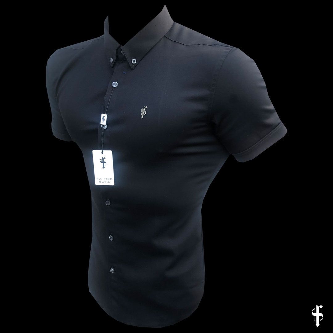 Father Sons Super Slim Stretch Black Denim Short Sleeve with Metal Decal Emblem - FS643 sold by Father Sons product image thumbnail 5