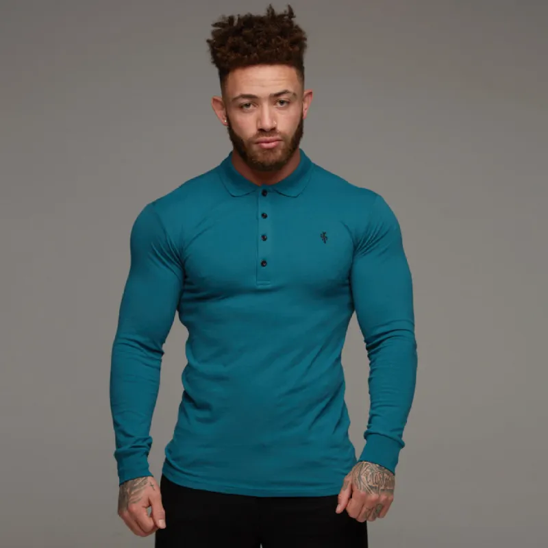Father Sons Classic Teal Polo Long Sleeve Shirt - FSH105 sold by Father Sons
