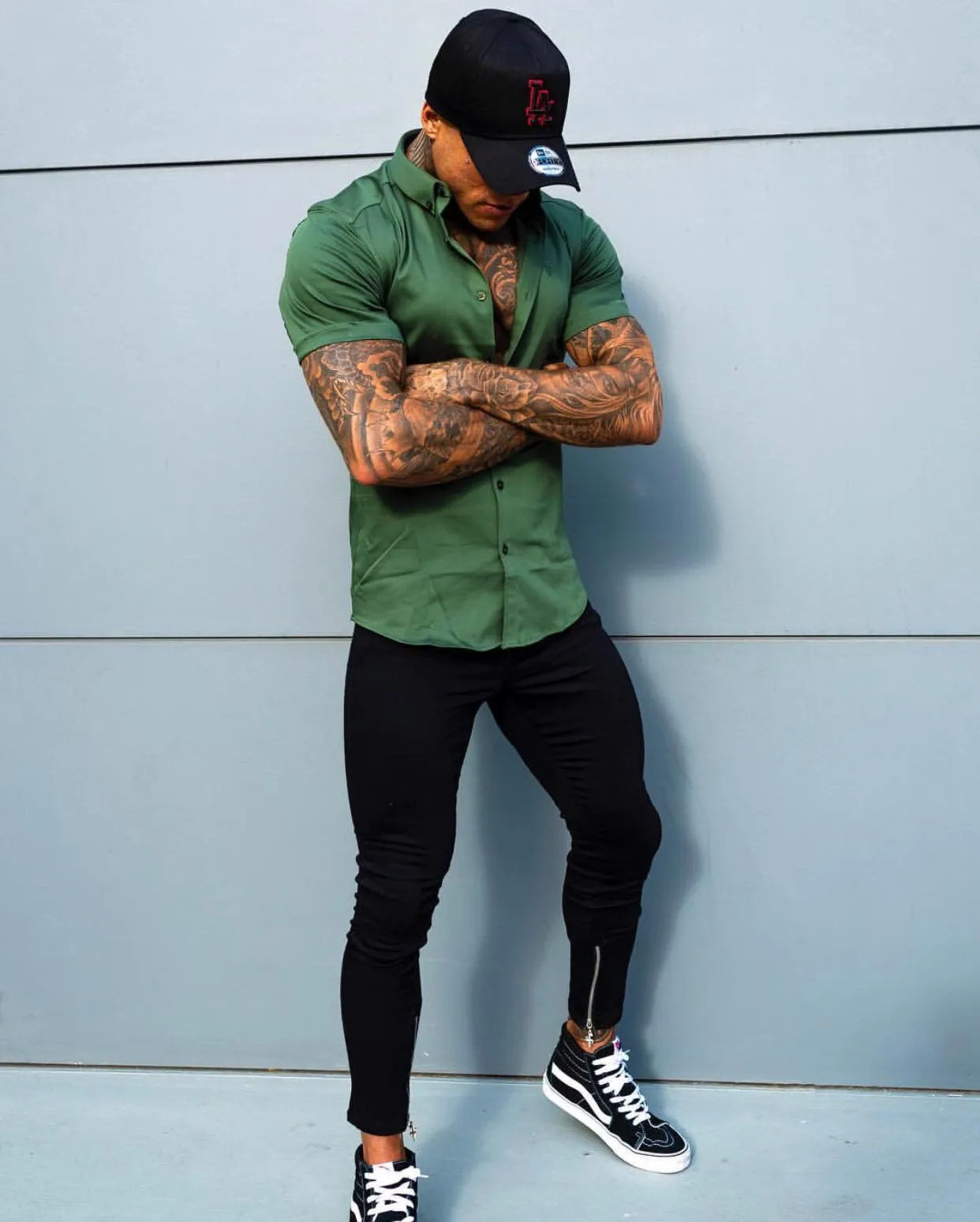 Father Sons Super Slim Stretch Khaki Denim Short Sleeve - FS203 sold by Father Sons product image thumbnail 3