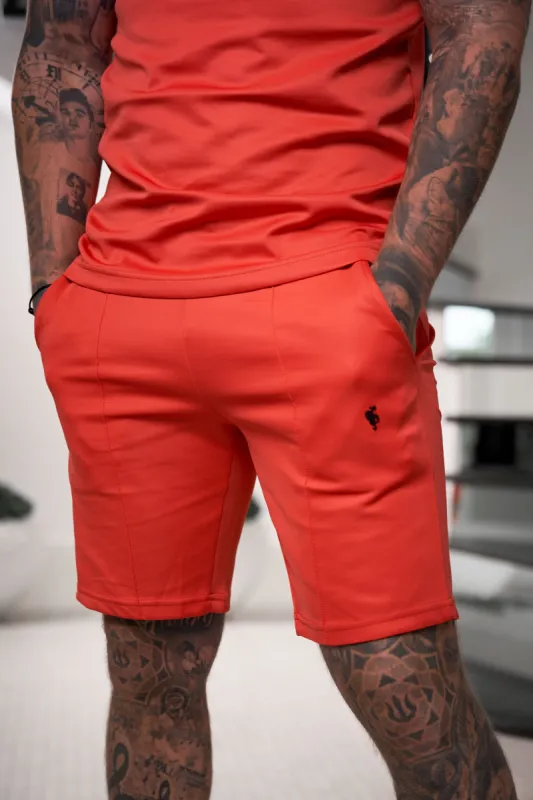 Father Sons Scuba Coral / Black Elasticated Drawstring Pintuck Shorts - FSH1043 sold by Father Sons