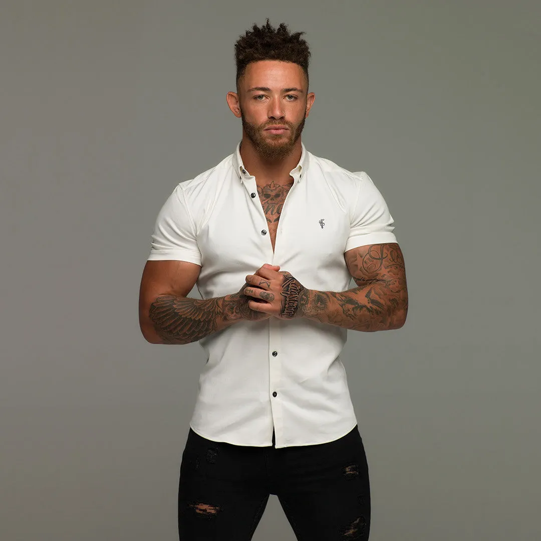 Father Sons Super Slim Stretch Cream Denim Short Sleeve - FS202 sold by Father Sons product image thumbnail 2