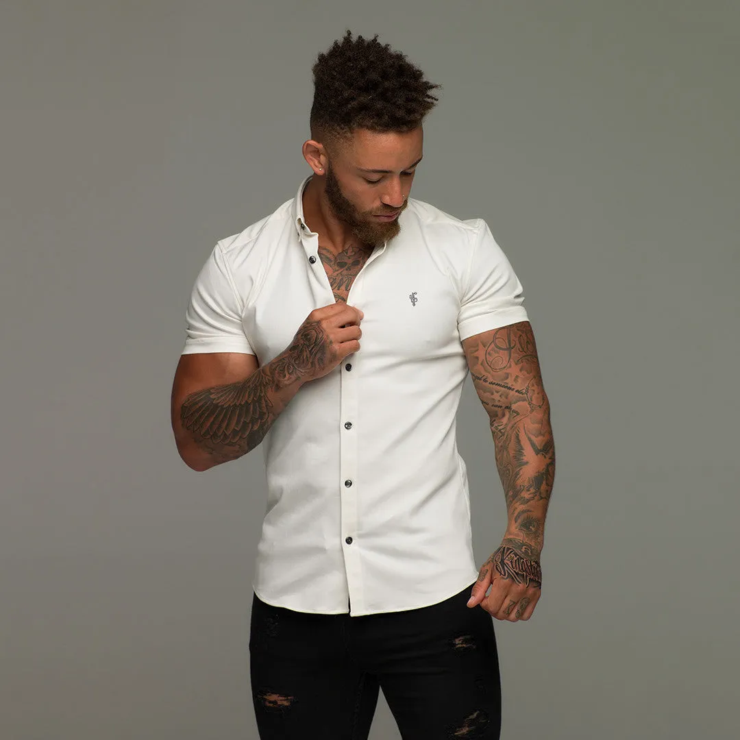 Father Sons Super Slim Stretch Cream Denim Short Sleeve - FS202 sold by Father Sons product image thumbnail 3