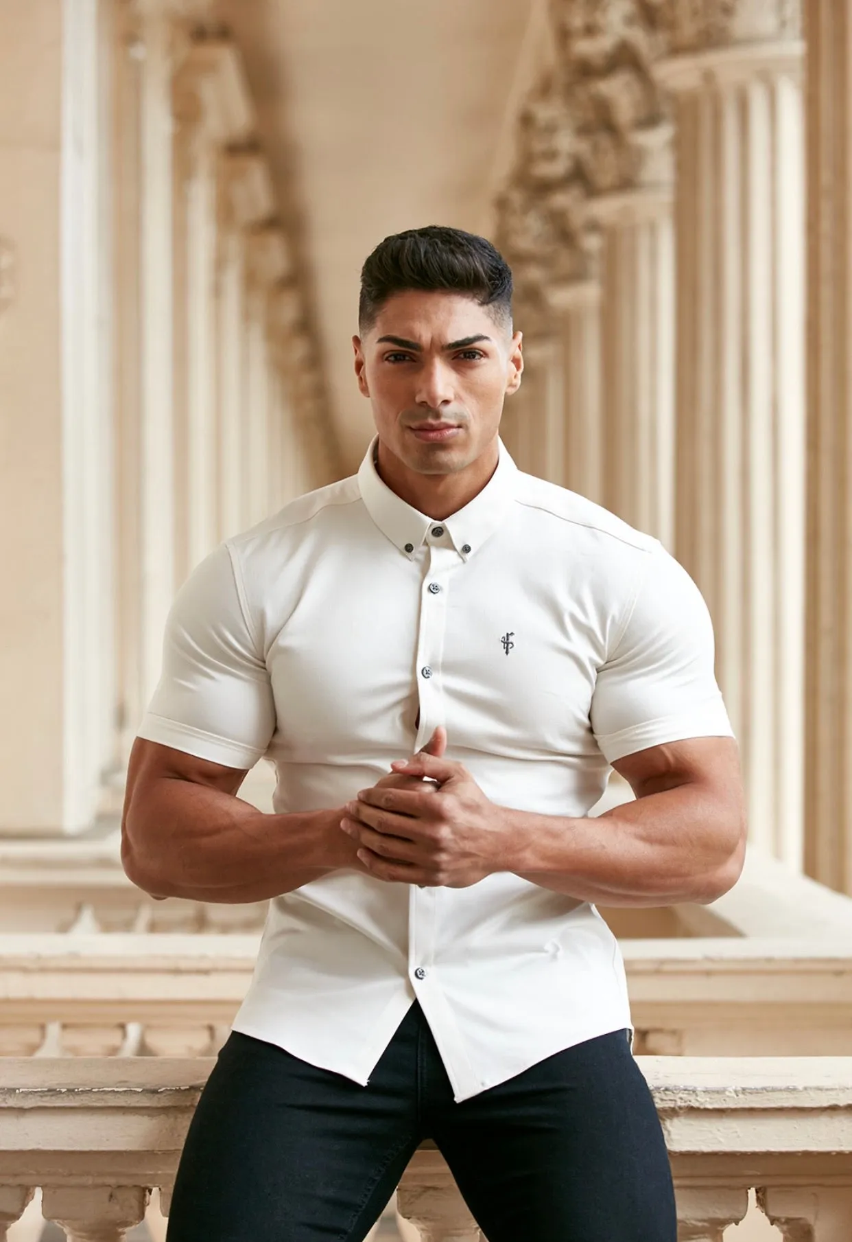 Father Sons Super Slim Stretch Cream Denim Short Sleeve - FS202 sold by Father Sons product image thumbnail 5