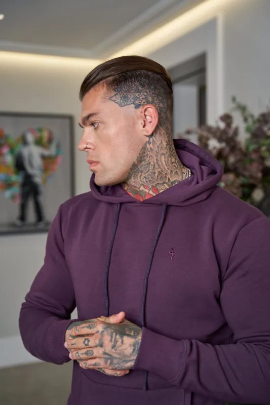 Father Sons Plum Kangaroo Hoodie Top with FS Embroidery - FSH703 sold by Father Sons