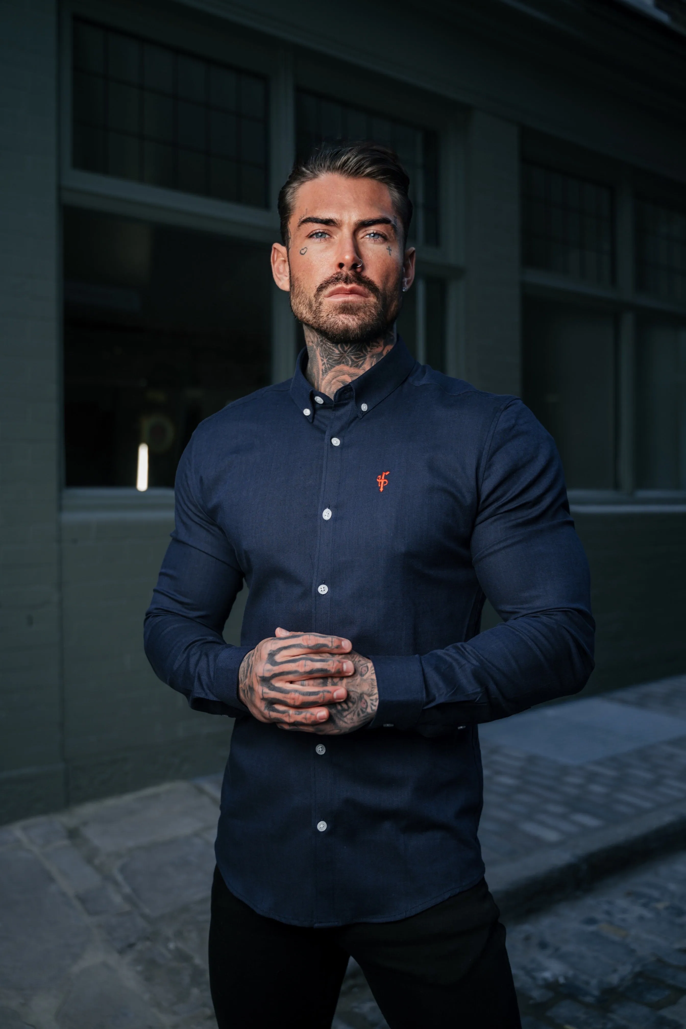 Father Sons Super Slim Stretch Classic Oxford Navy (Red Emblem) - FS308 sold by Father Sons product image thumbnail 3