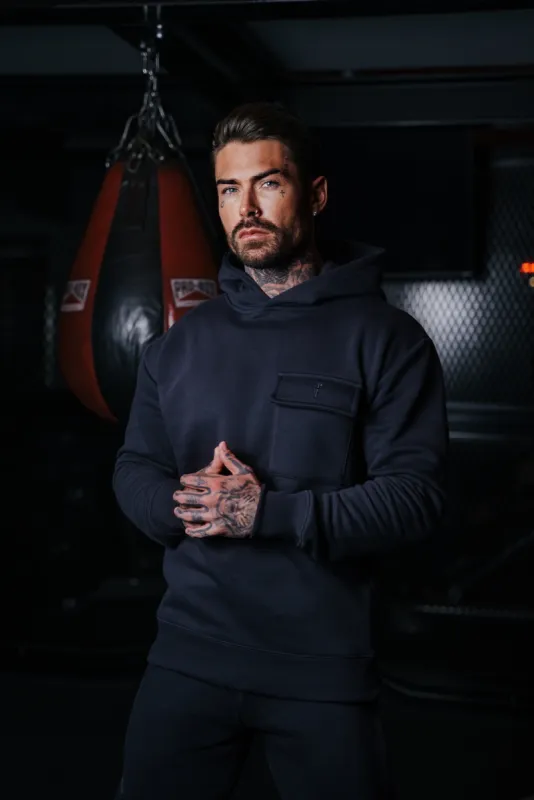 Father Sons Navy Cargo Hoodie With FS Embroidery - FSH930 sold by Father Sons