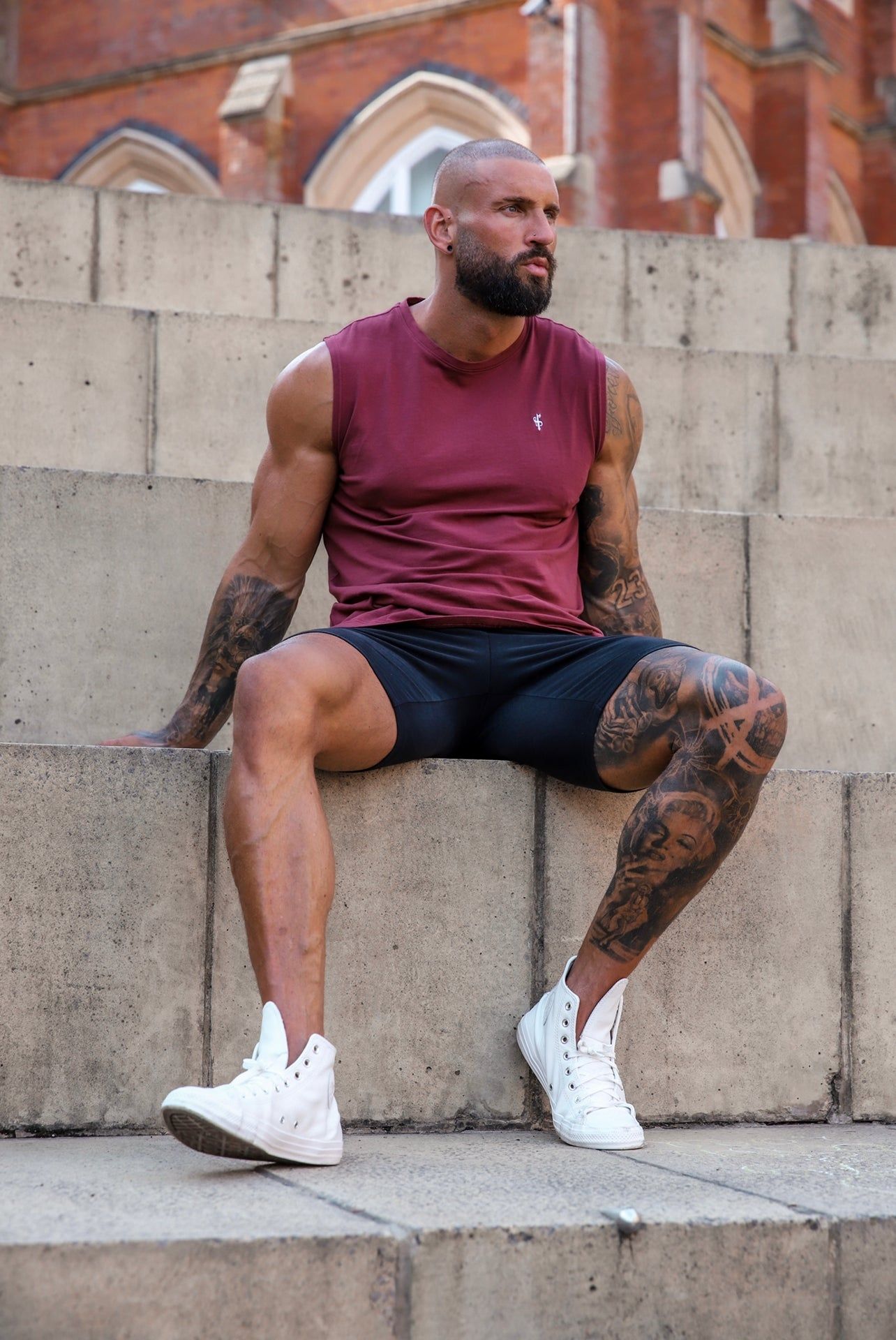 Classic Burgundy Longline Gym Vest - FSH759 sold by Father Sons